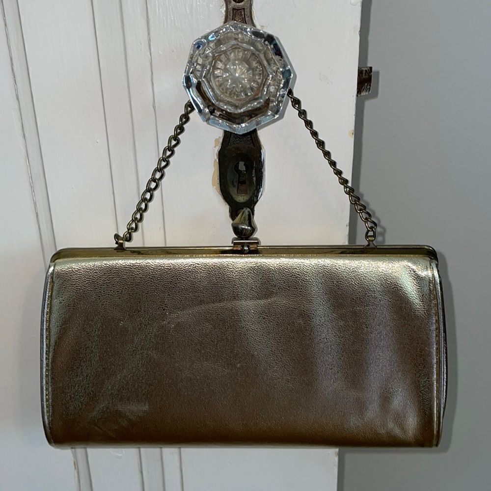 Vtg 60s gold evening bag